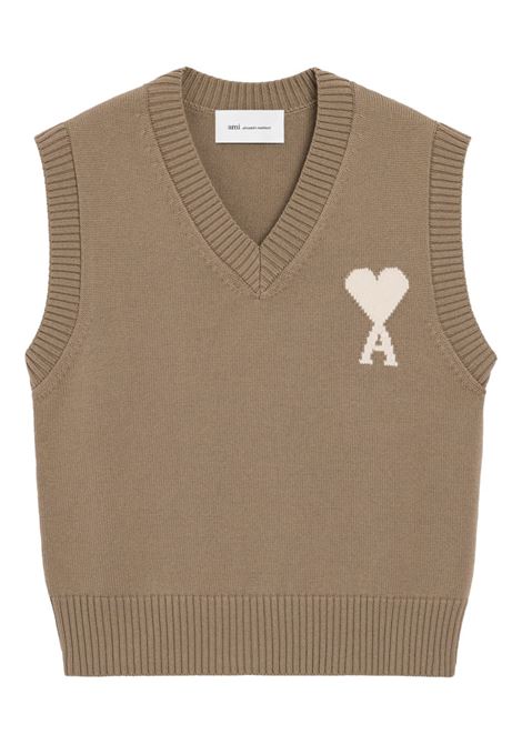 sdc sleeveless sweater uomo taupe AMI PARIS | UKS860.KN0156A117